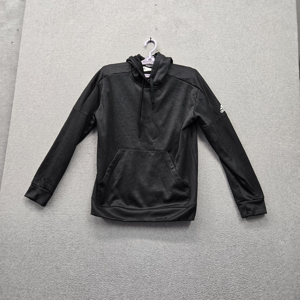 Adidas Women Hoodie L Black Fleece Logo Activewear Hooded Stretch Pockets